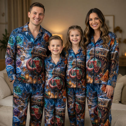 Christmas Mimic Thick Pajama Set - Fantasy Dice Holiday Sleepwear