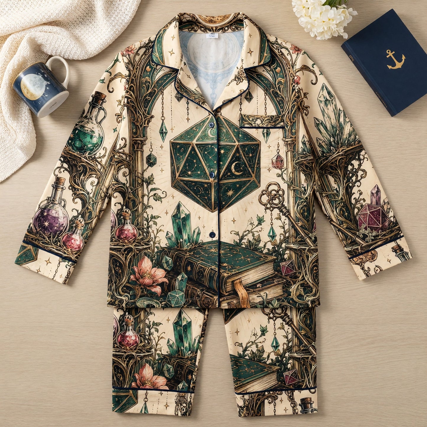 Celestial D20 Dice Thick Pajama Set - Fantasy RPG Nightwear