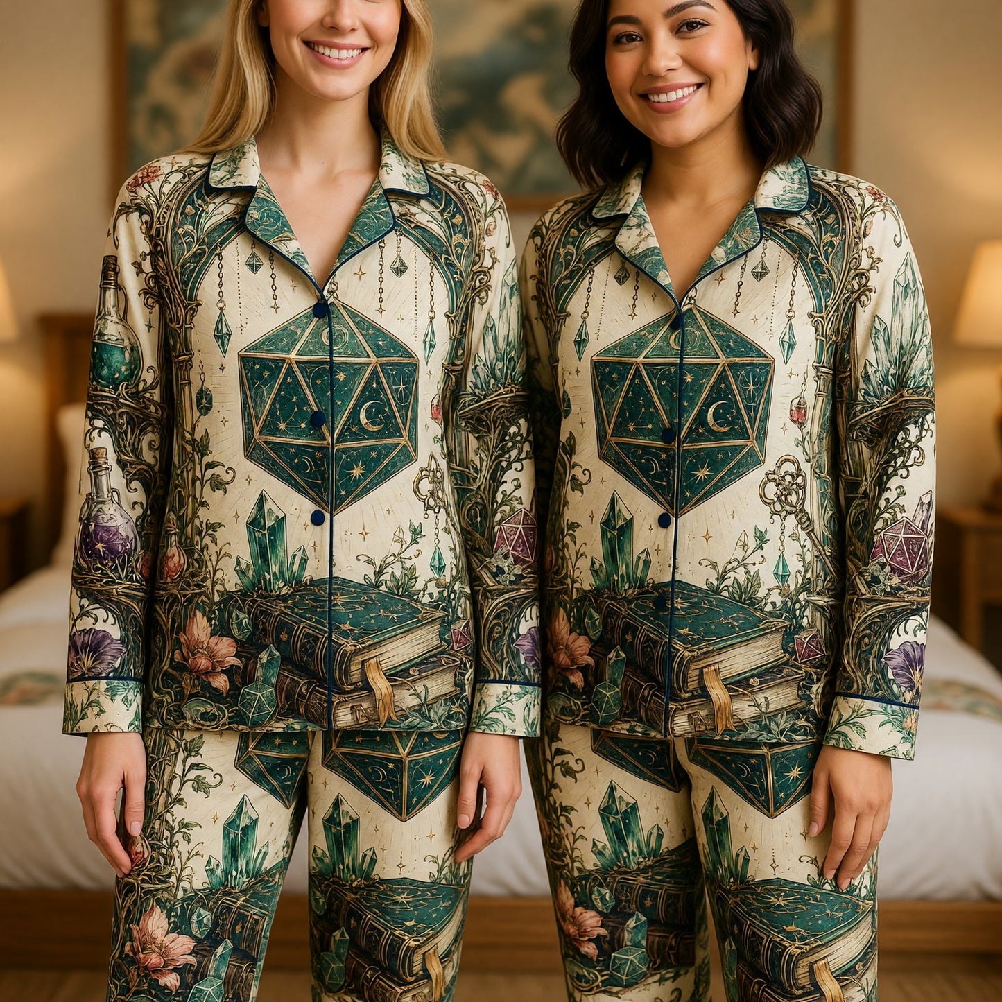 Celestial D20 Dice Thick Pajama Set - Fantasy RPG Nightwear