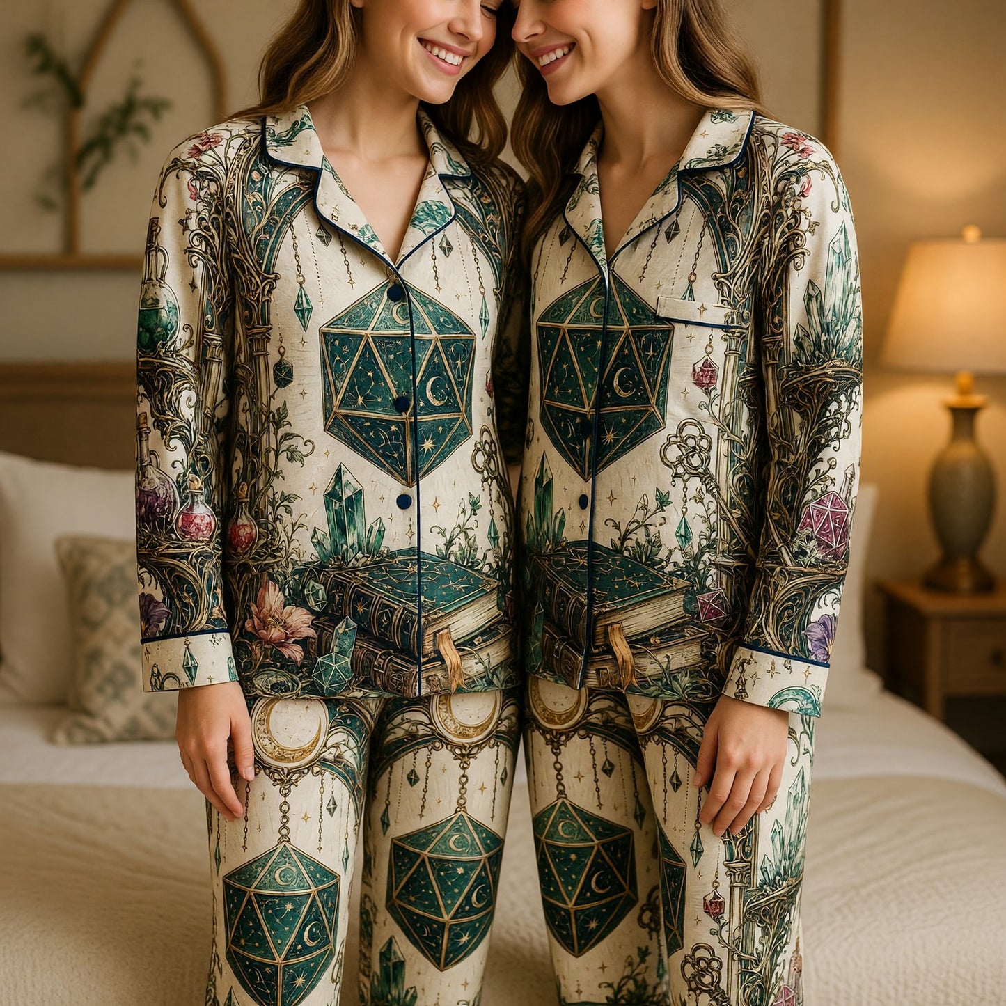 Celestial D20 Dice Thick Pajama Set - Fantasy RPG Nightwear