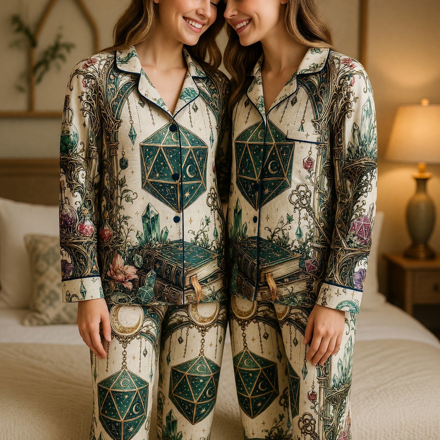 Celestial D20 Dice Thick Pajama Set - Fantasy RPG Nightwear