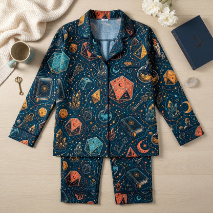Mystic Dice Thick Pajama Set - Fantasy Wizard RPG Sleepwear