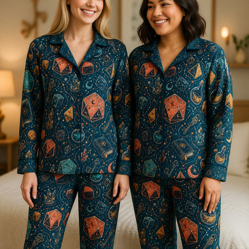 Mystic Dice Thick Pajama Set - Fantasy Wizard RPG Sleepwear
