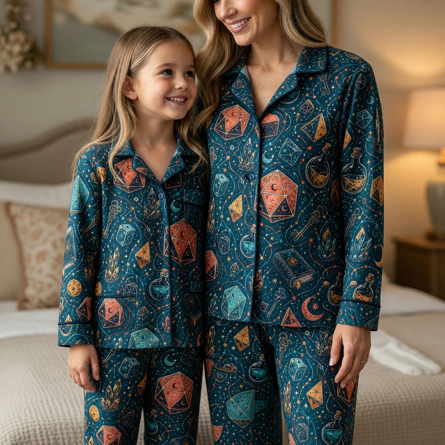 Mystic Dice Thick Pajama Set - Fantasy Wizard RPG Sleepwear
