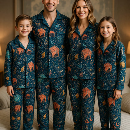 Mystic Dice Thick Pajama Set - Fantasy Wizard RPG Sleepwear