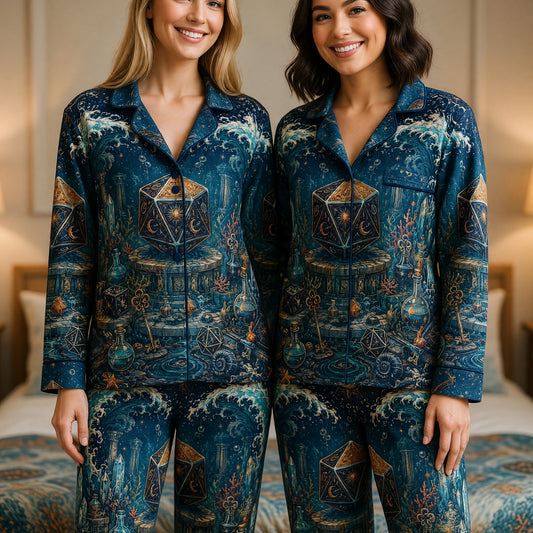 Fantasy D20 Mystic Thick Pajama Set - Celestial Ocean Dice