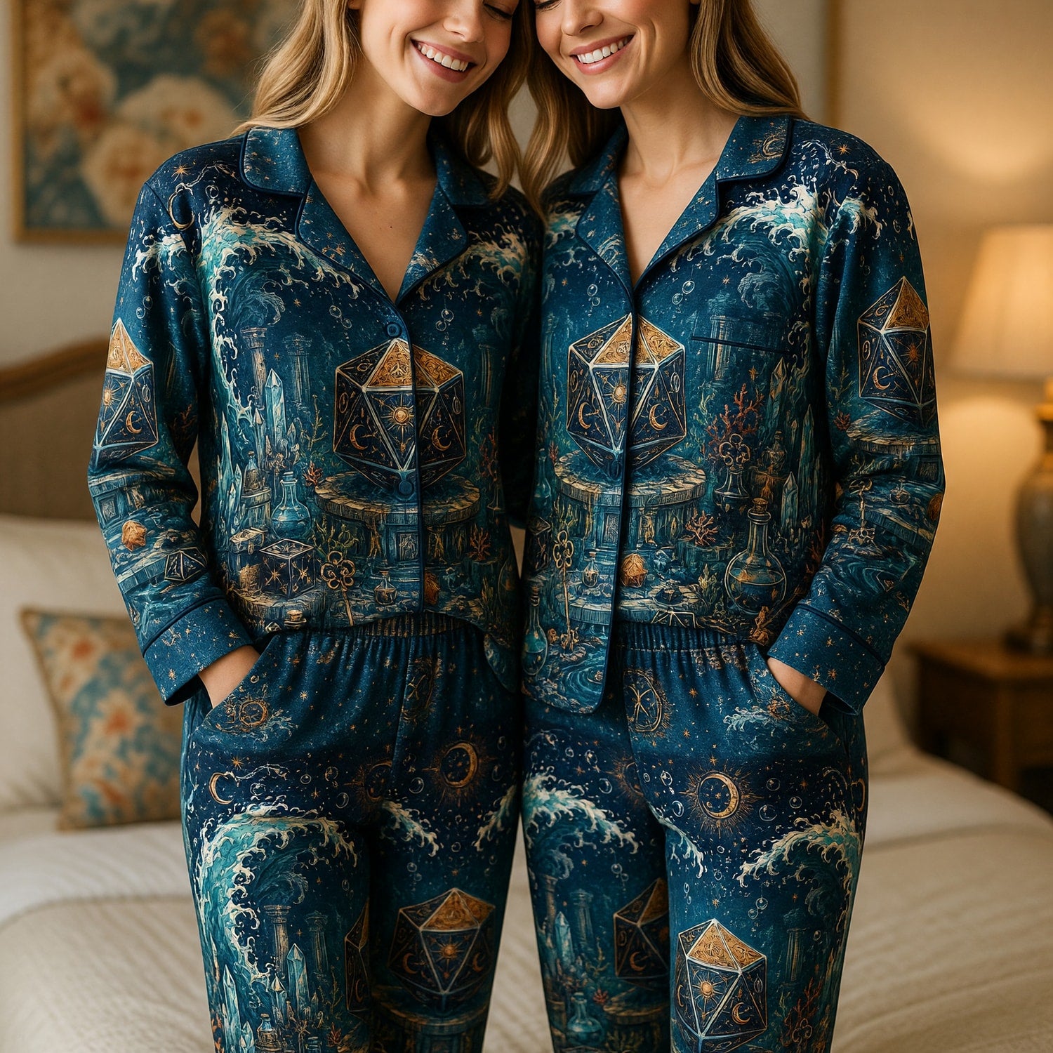Fantasy D20 Mystic Thick Pajama Set - Celestial Ocean Dice