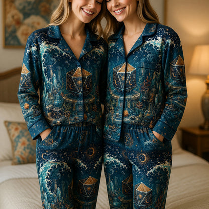 Fantasy D20 Mystic Thick Pajama Set - Celestial Ocean Dice
