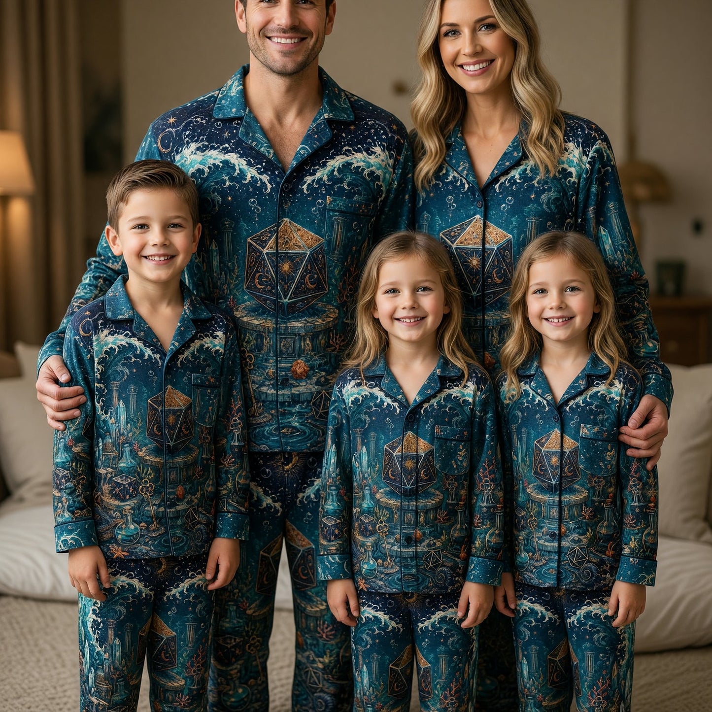 Fantasy D20 Mystic Thick Pajama Set - Celestial Ocean Dice