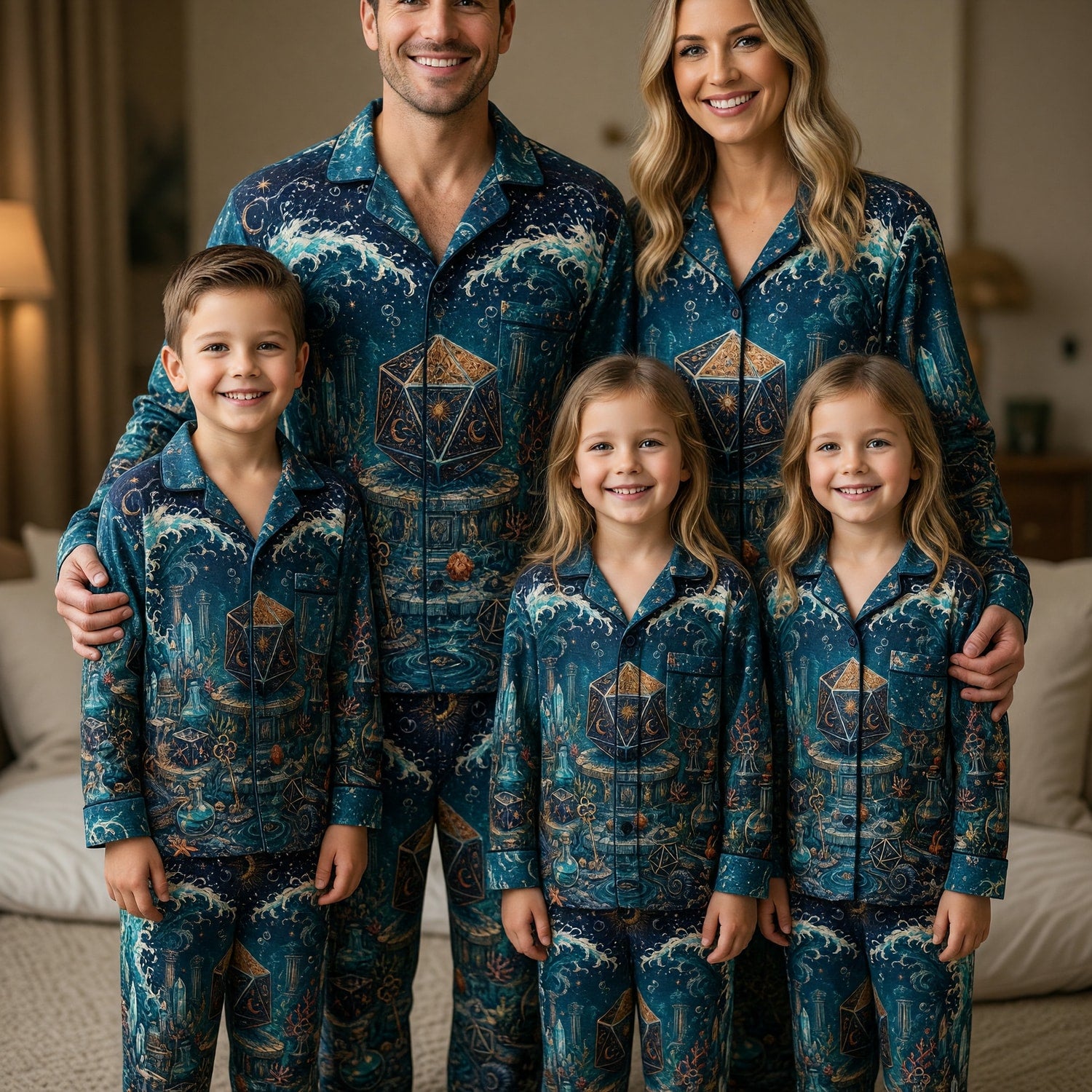 Fantasy D20 Mystic Thick Pajama Set - Celestial Ocean Dice