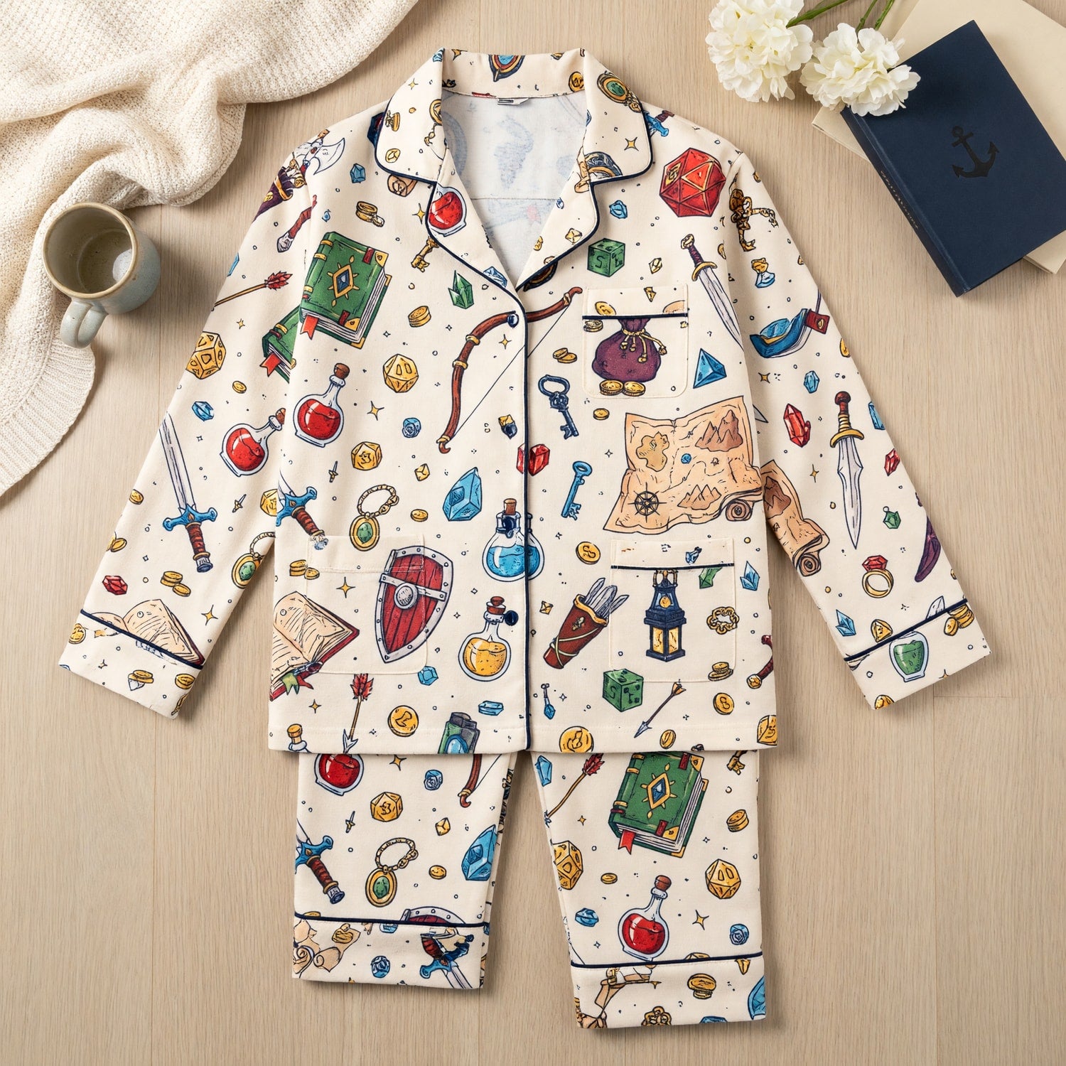 Fantasy Dungeon Thick Pajama Set - RPG Fantasy Gamer Sleepwear