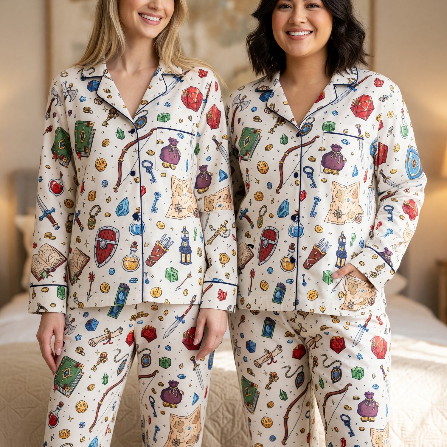 Fantasy Dungeon Thick Pajama Set - RPG Fantasy Gamer Sleepwear