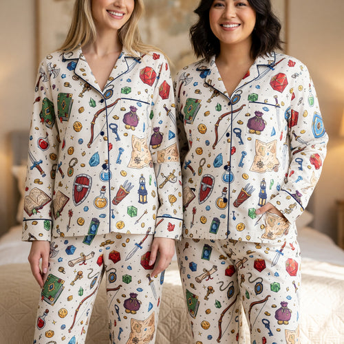 Fantasy Dungeon Thick Pajama Set - RPG Fantasy Gamer Sleepwear