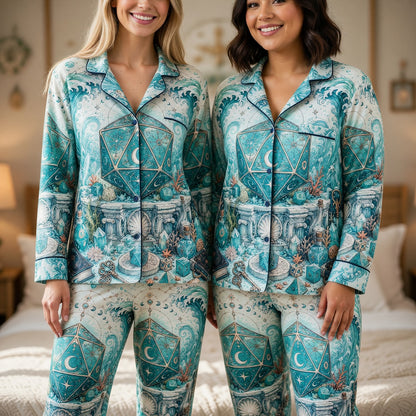 Mystic Ocean D20 Dice Thick Pajama Set - Fantasy RPG Sleepwear