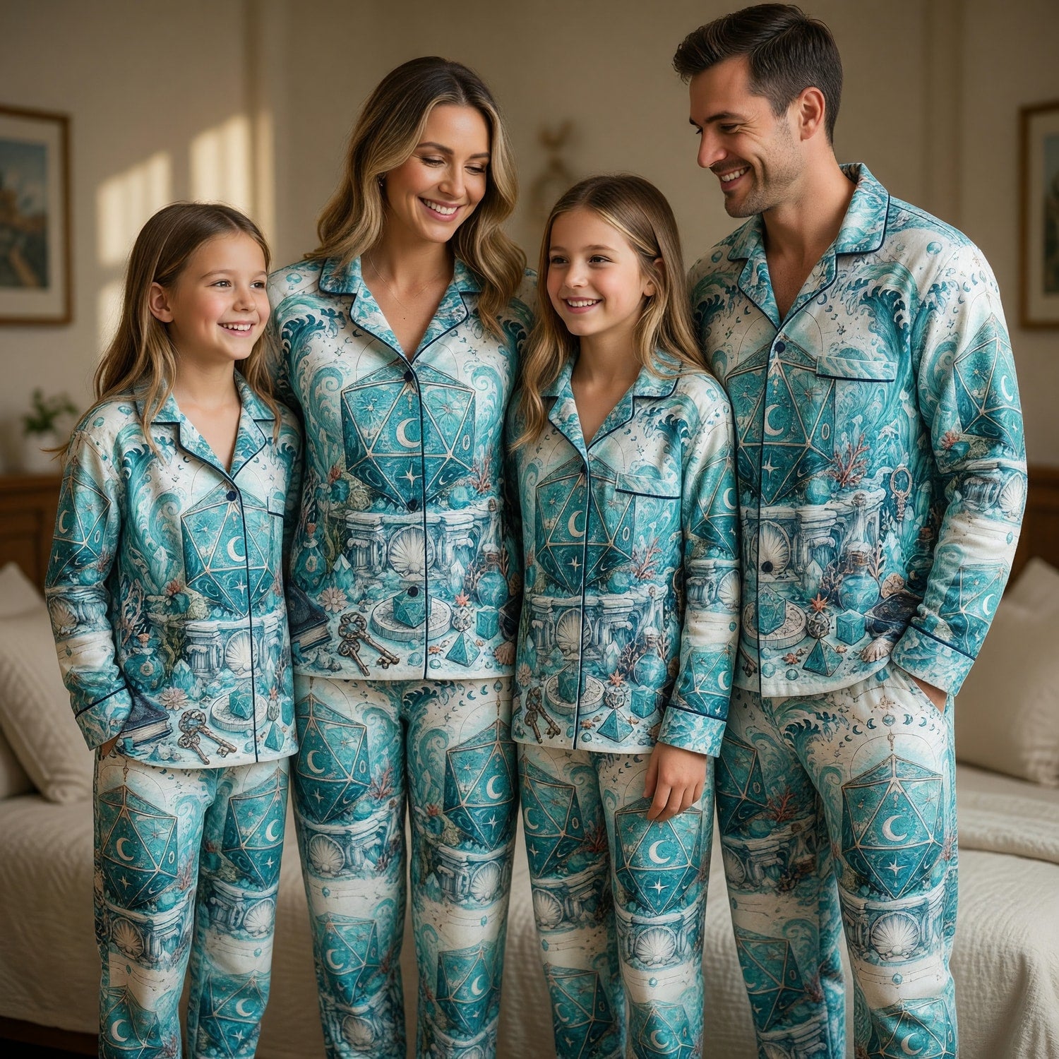 Mystic Ocean D20 Dice Thick Pajama Set - Fantasy RPG Sleepwear