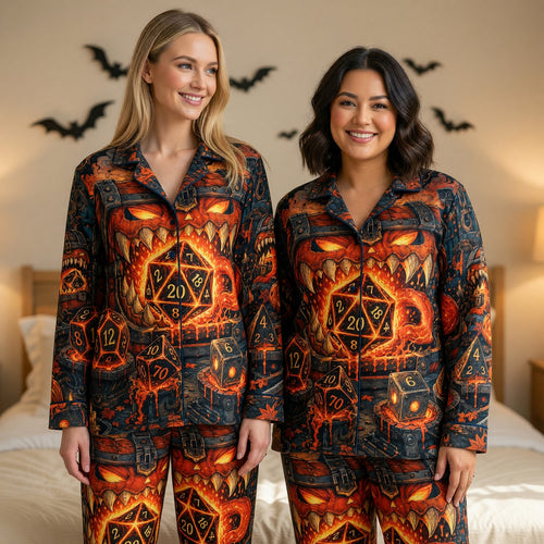 Halloween Dice Pajama Set - Spooky D20 RPG Gamer Sleepwear