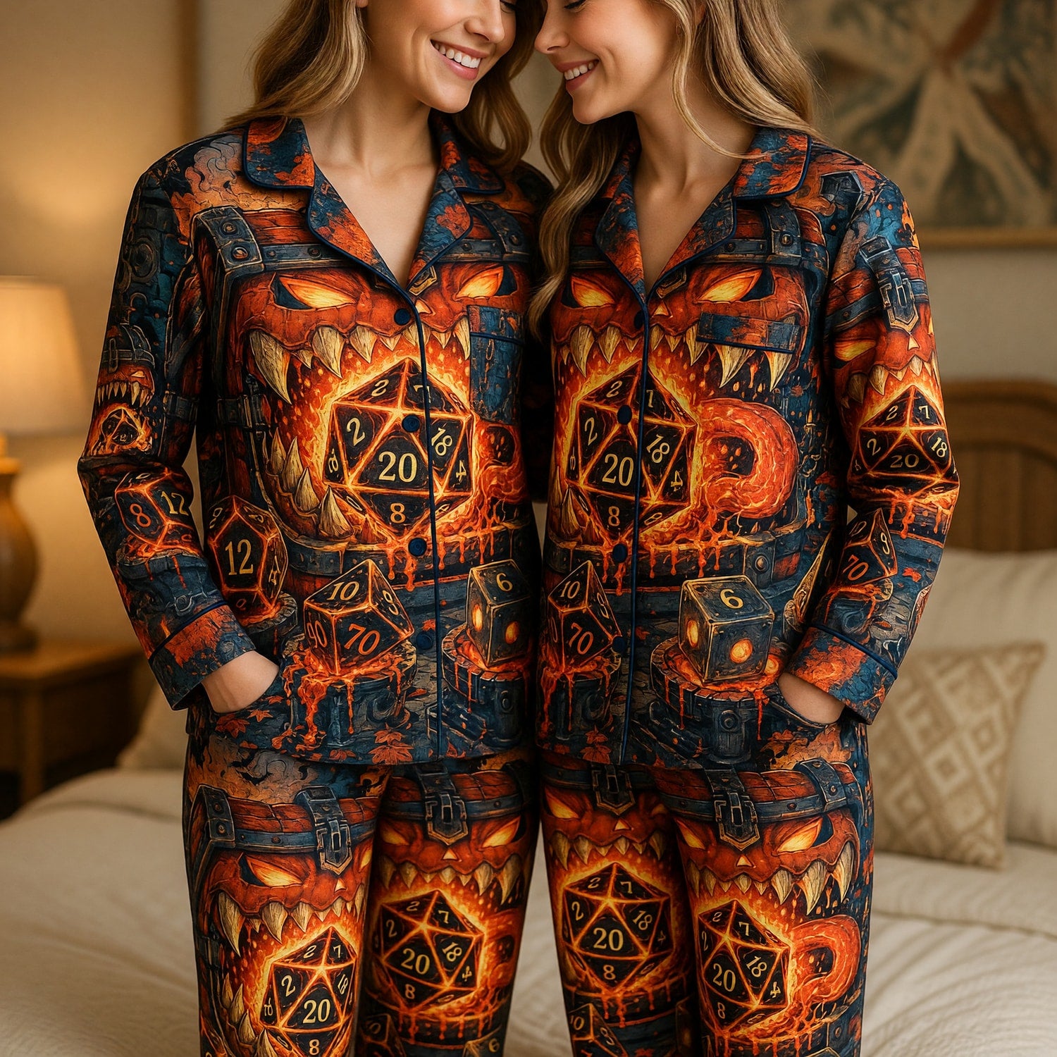 Halloween Dice Pajama Set - Spooky D20 RPG Gamer Sleepwear