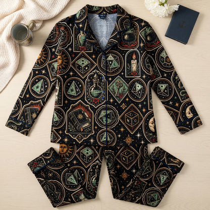 Occult D20 Dice Thick Pajama Set - Mystic Witchcraft Nightwear
