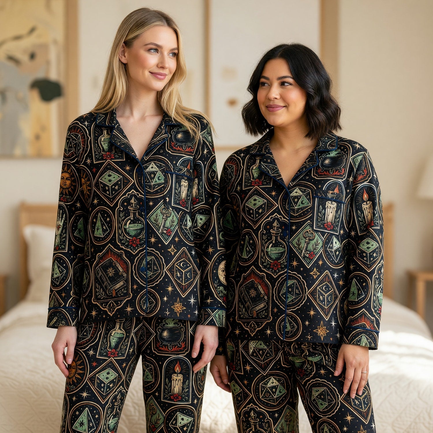Occult D20 Dice Thick Pajama Set - Mystic Witchcraft Nightwear