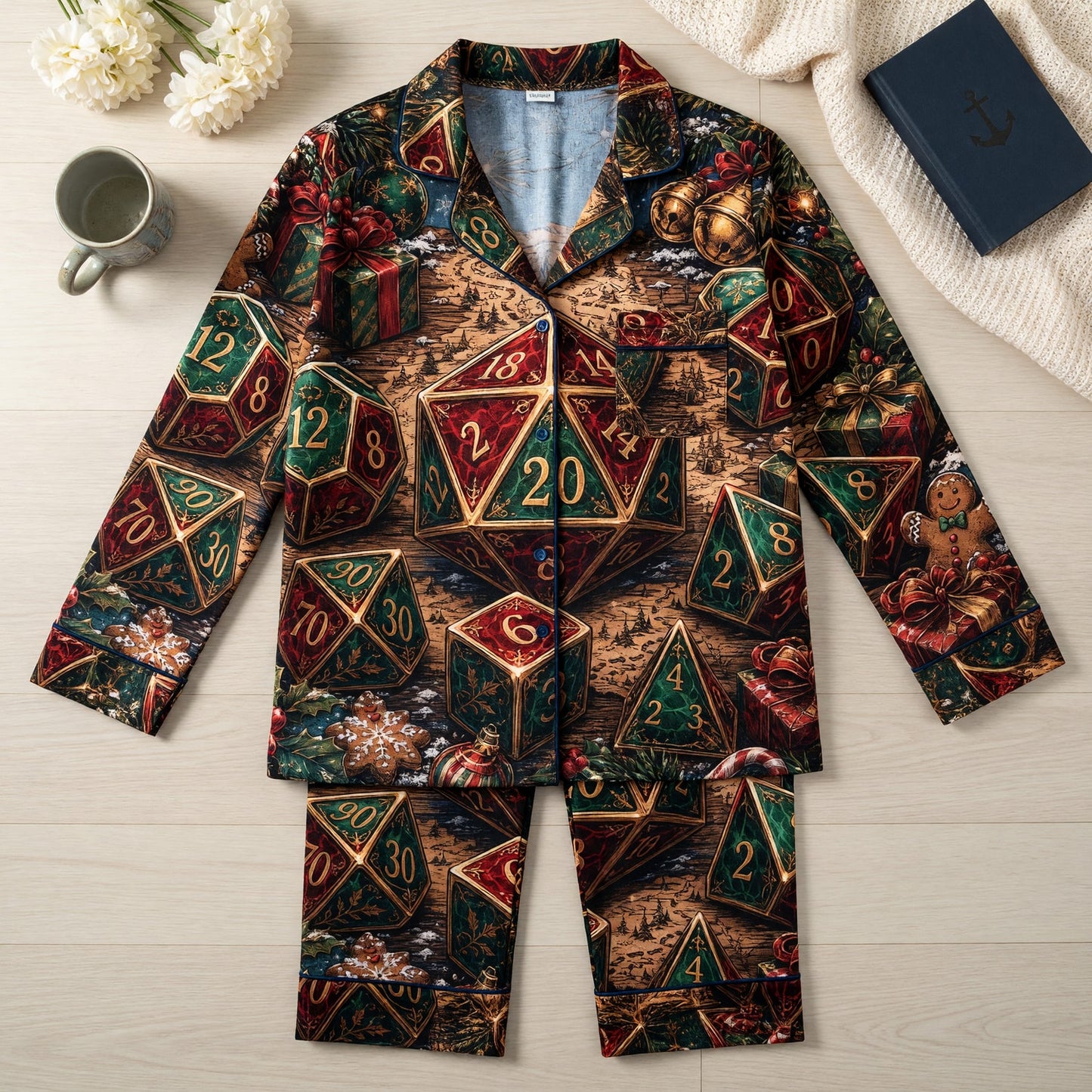 Christmas Dice Thick Pajama Set - Holiday RPG Fantasy Sleepwear