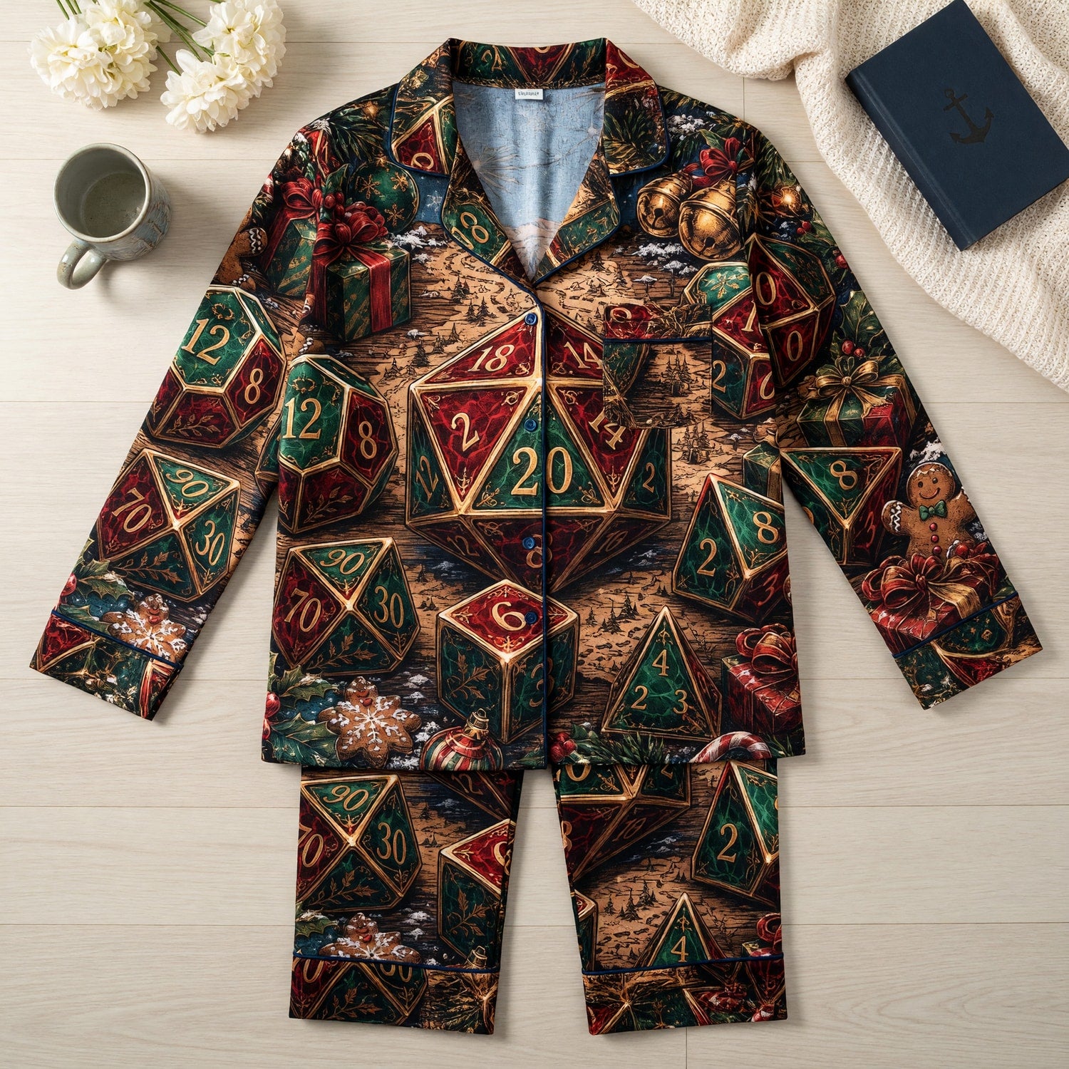 Christmas Dice Thick Pajama Set - Holiday RPG Fantasy Sleepwear