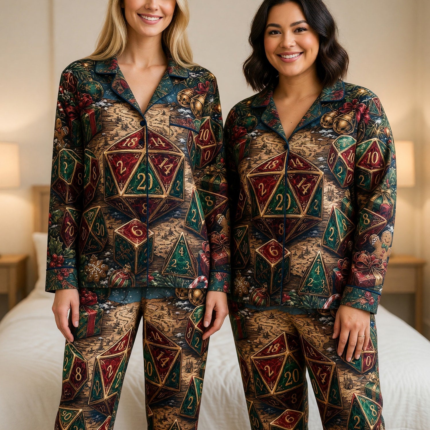 Christmas Dice Thick Pajama Set - Holiday RPG Fantasy Sleepwear