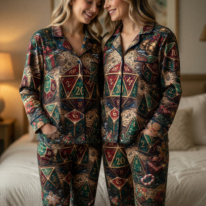 Christmas Dice Thick Pajama Set - Holiday RPG Fantasy Sleepwear