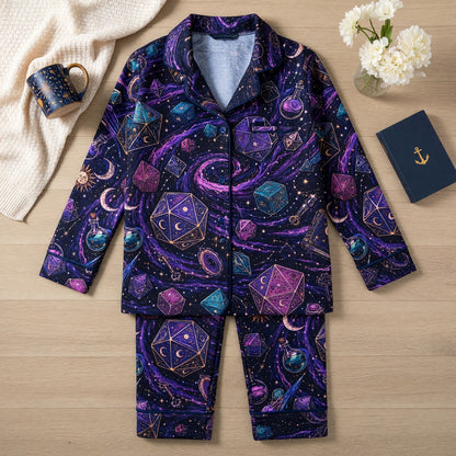 Mystic Dice Pajama Set - Celestial Galaxy RPG Sleepwear