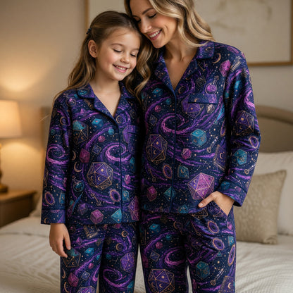 Mystic Dice Pajama Set - Celestial Galaxy RPG Sleepwear