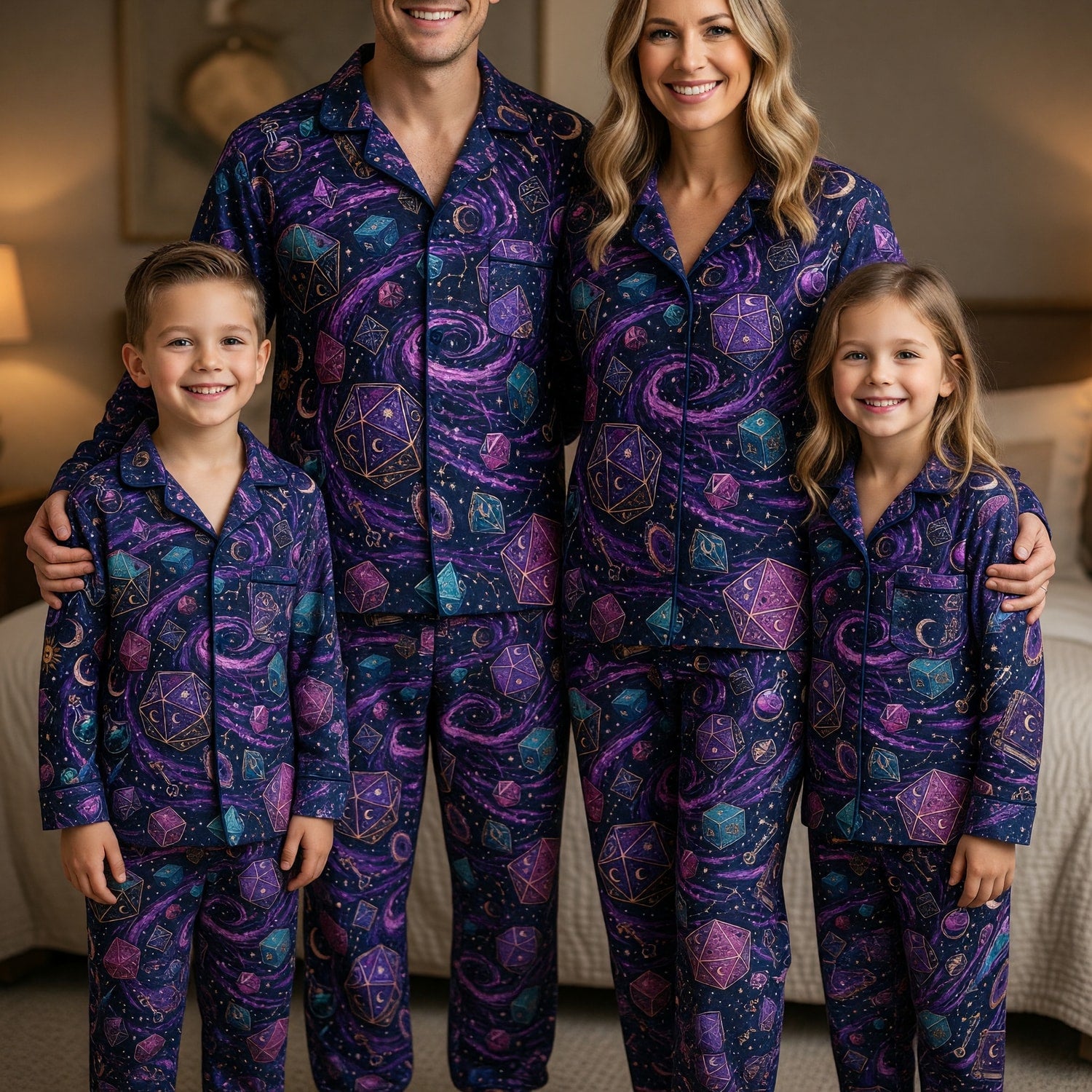 Mystic Dice Pajama Set - Celestial Galaxy RPG Sleepwear