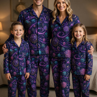 Mystic Dice Pajama Set - Celestial Galaxy RPG Sleepwear