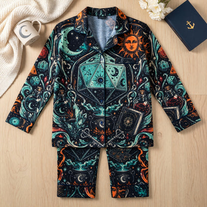 Fantasy Dungeon Celestial Dice Pajama Set - Mystic RPG Nightwear