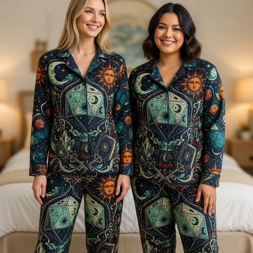 Fantasy Dungeon Celestial Dice Pajama Set - Mystic RPG Nightwear