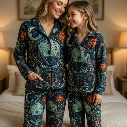 Fantasy Dungeon Celestial Dice Pajama Set - Mystic RPG Nightwear