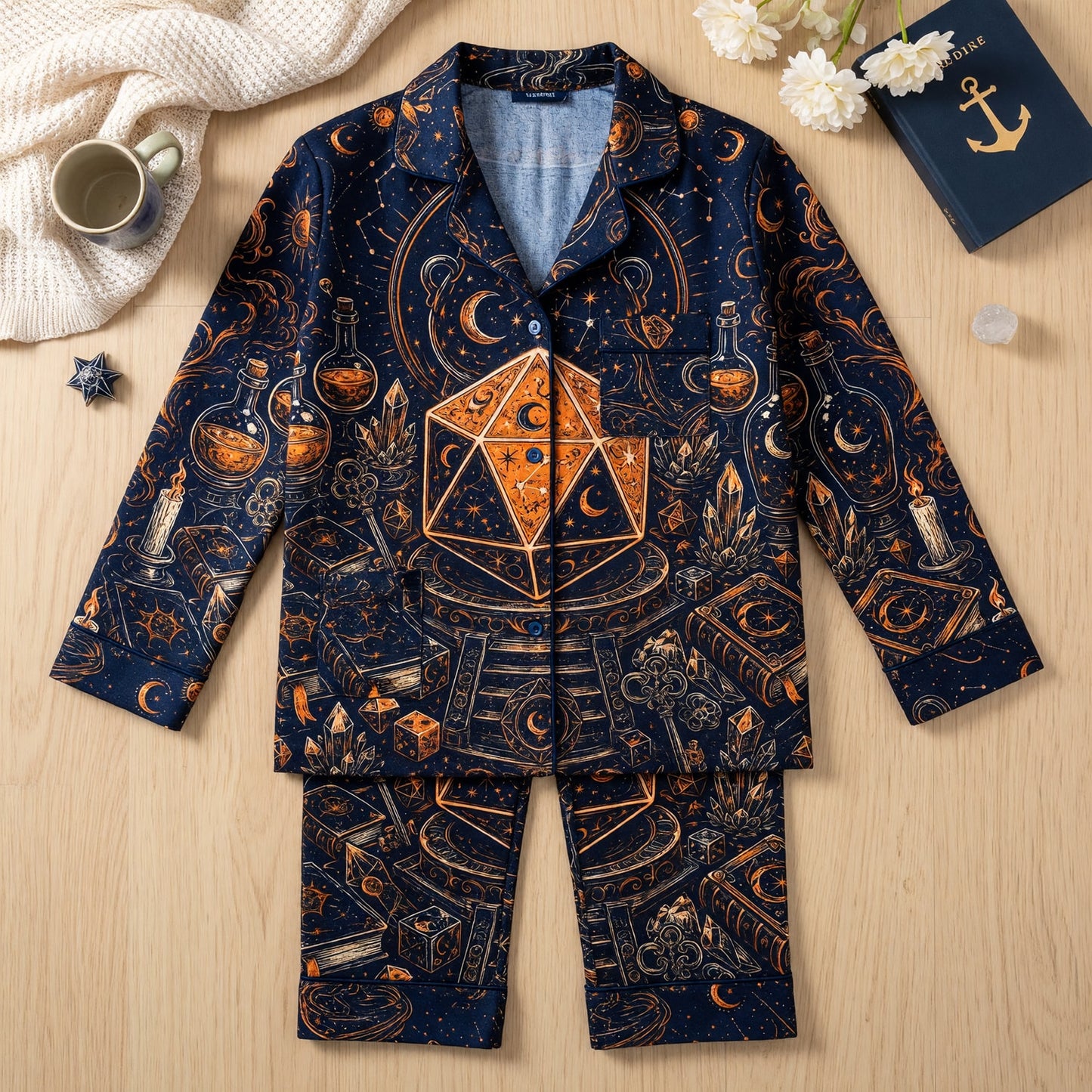 Celestial D20 Thick Pajama Set - Mystic Witchcraft Nightwear