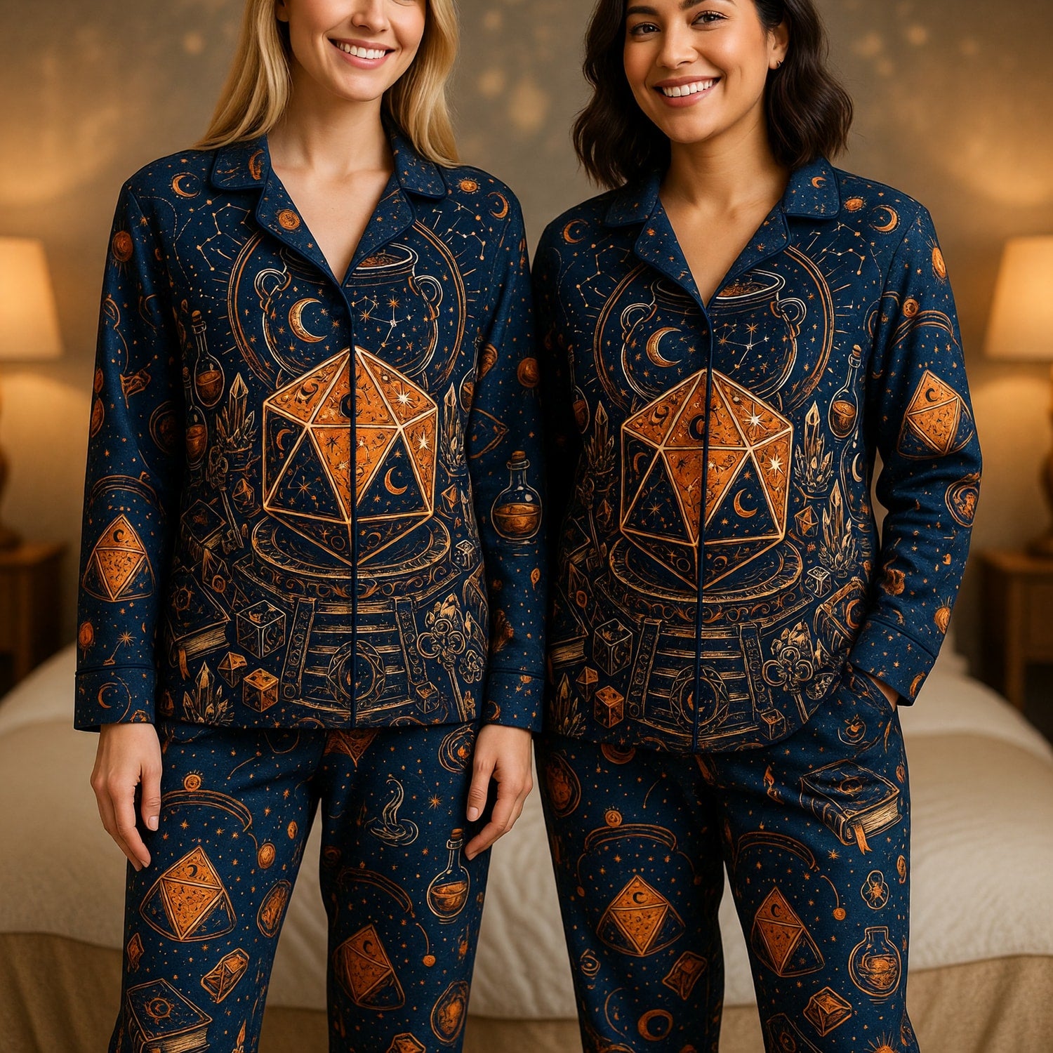 Celestial D20 Thick Pajama Set - Mystic Witchcraft Nightwear