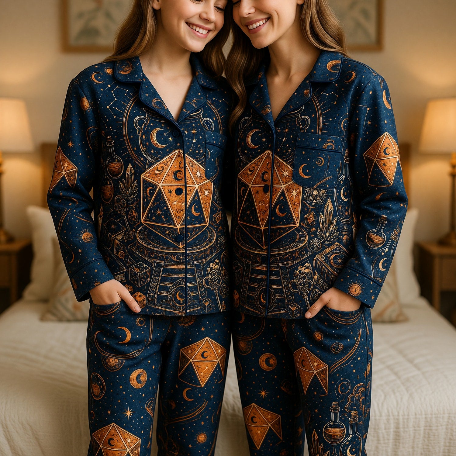 Celestial D20 Thick Pajama Set - Mystic Witchcraft Nightwear