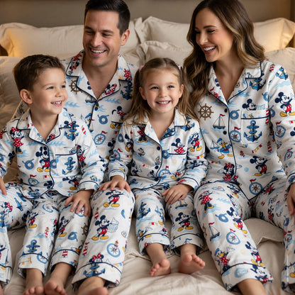 Mouse Nautical Thick Pajama Set - Sailor Cartoon Sleepwear