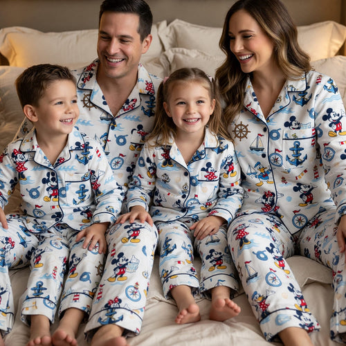 Mouse Nautical Thick Pajama Set - Sailor Cartoon Sleepwear