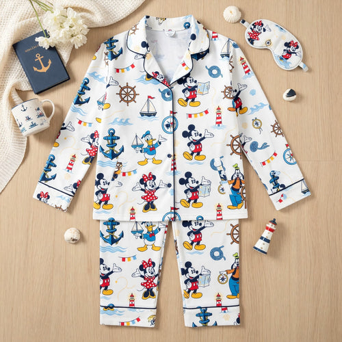 Mouse Nautical Thick Pajama Set - Sailor Cartoon Sleepwear
