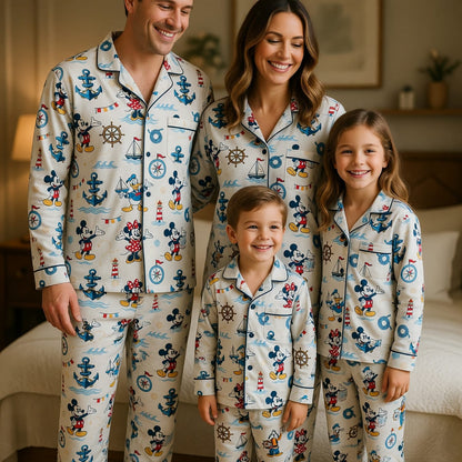 Mouse Nautical Thick Pajama Set - Sailor Cartoon Sleepwear