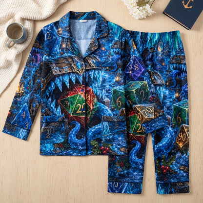 Christmas Dice Thick Pajama Set - Fantasy Winter RPG Nightwear