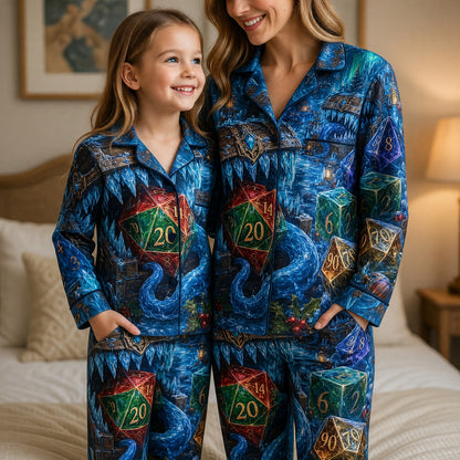 Christmas Dice Thick Pajama Set - Fantasy Winter RPG Nightwear