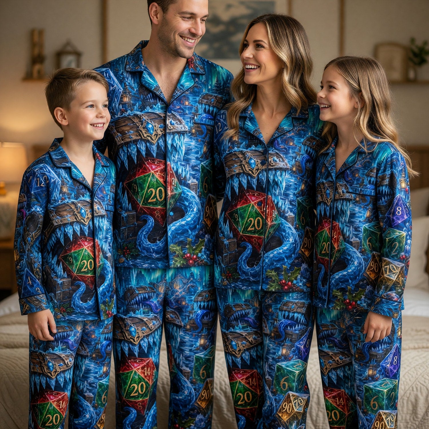 Christmas Dice Thick Pajama Set - Fantasy Winter RPG Nightwear