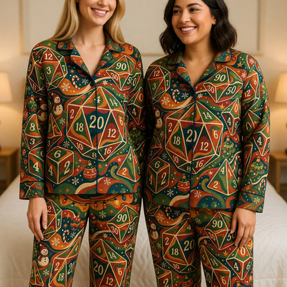 Christmas Dice Thick Pajama Set - Holiday RPG Gaming Sleepwear