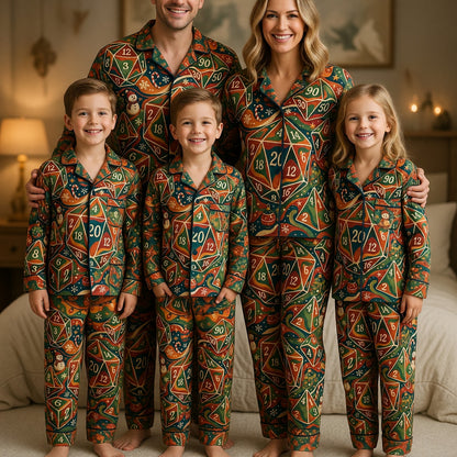 Christmas Dice Thick Pajama Set - Holiday RPG Gaming Sleepwear