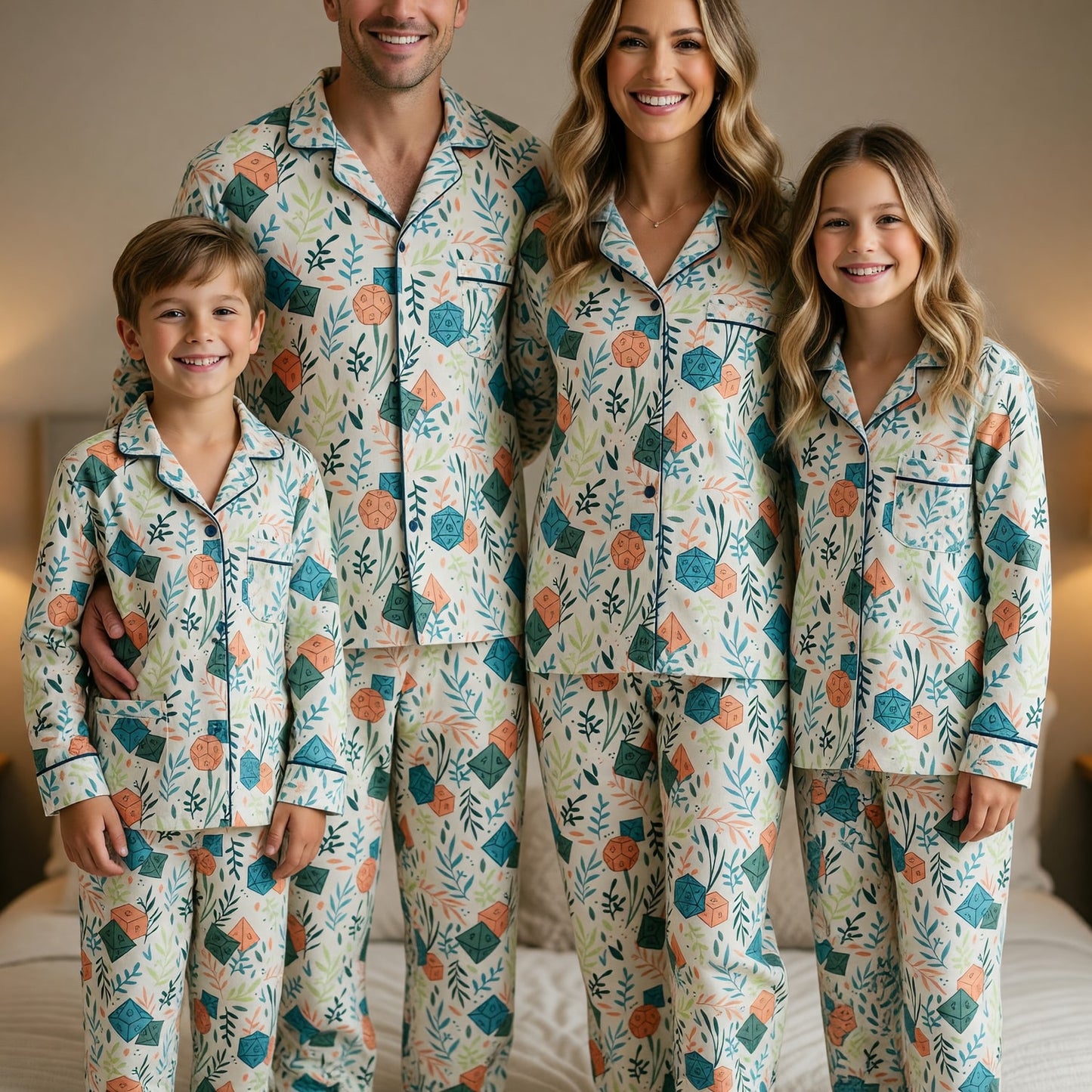 Fantasy Dungeon Dice Thick Pajama Set - Botanical Tabletop Pattern