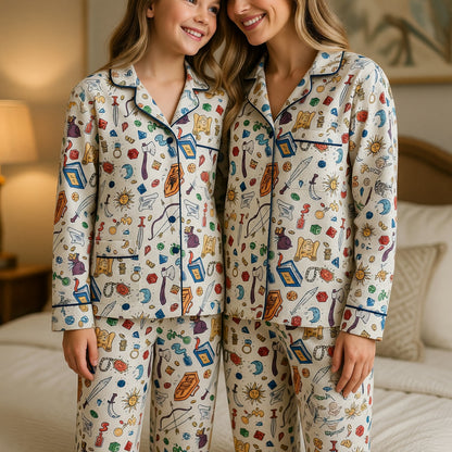 Fantasy Dungeon Pajama Set - Fantasy RPG Dice Loot Pattern