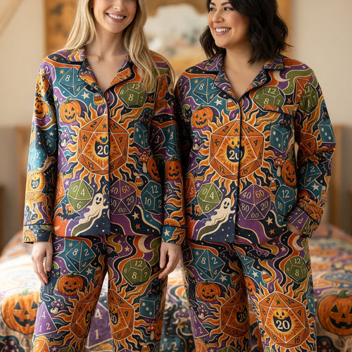 Halloween Dice Thick Pajama Set - Spooky Fantasy Nightwear