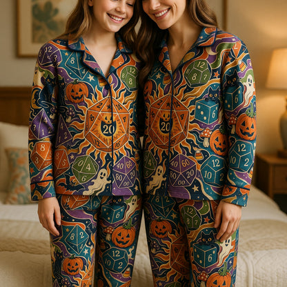 Halloween Dice Thick Pajama Set - Spooky Fantasy Nightwear